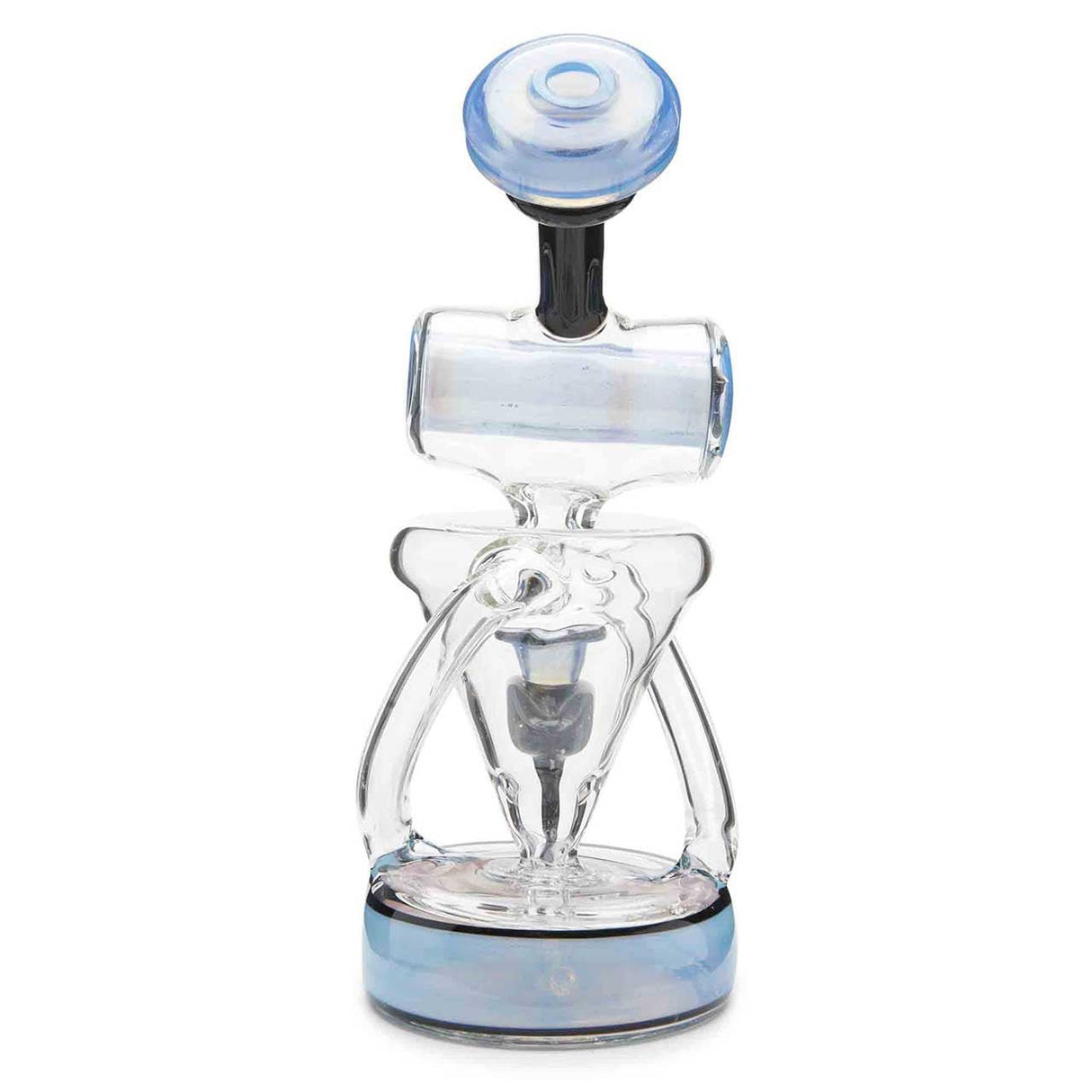 710 Lab Barrel Mouth Recycler Concentrate Dab Rig Soft Blue Borosilicate Glass Water Pipe