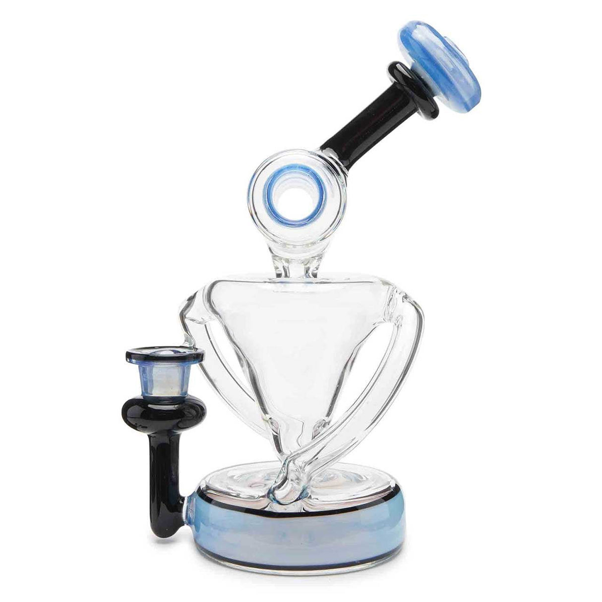 710 Lab Barrel Mouth Recycler Concentrate Dab Rig Soft Blue Borosilicate Glass Water Pipe
