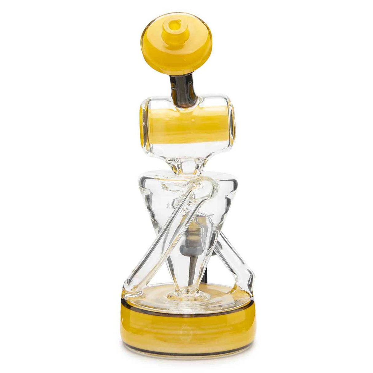 710 Lab Barrel Mouth Recycler Concentrate Dab Rig Bright Yellow Borosilicate Glass Water Pipe