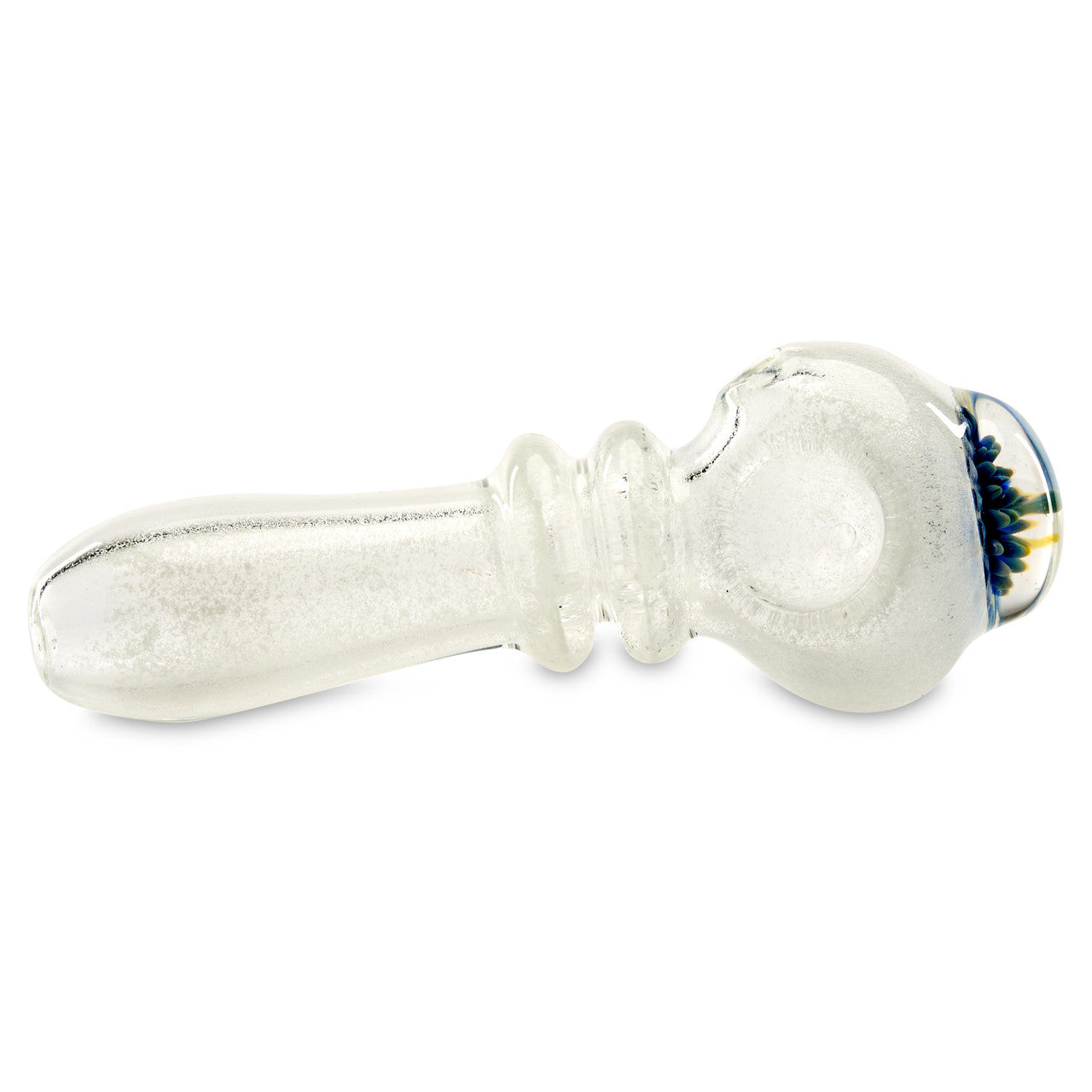 Frosted peacock spoon dry herb hand pipe side view