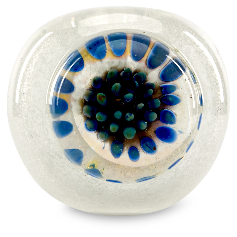 Frosted Peacock spoon dry herb hand pipe front view