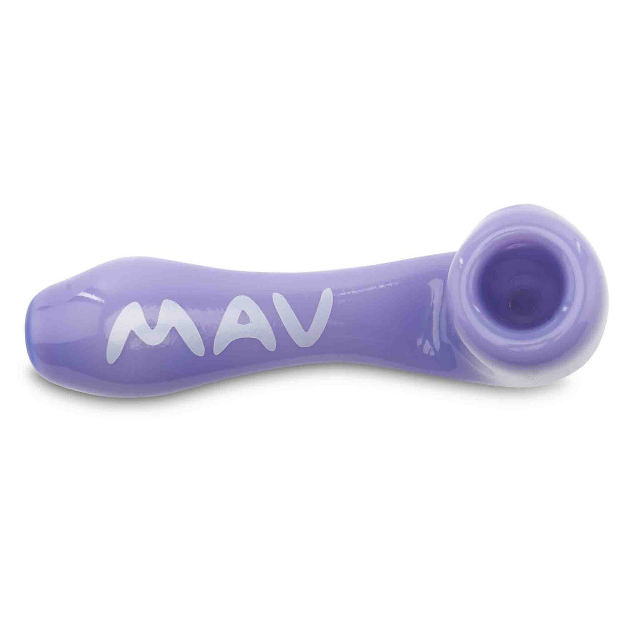 MAV Glass Sherlock Mini glass dry herb hand pipe top view purple
