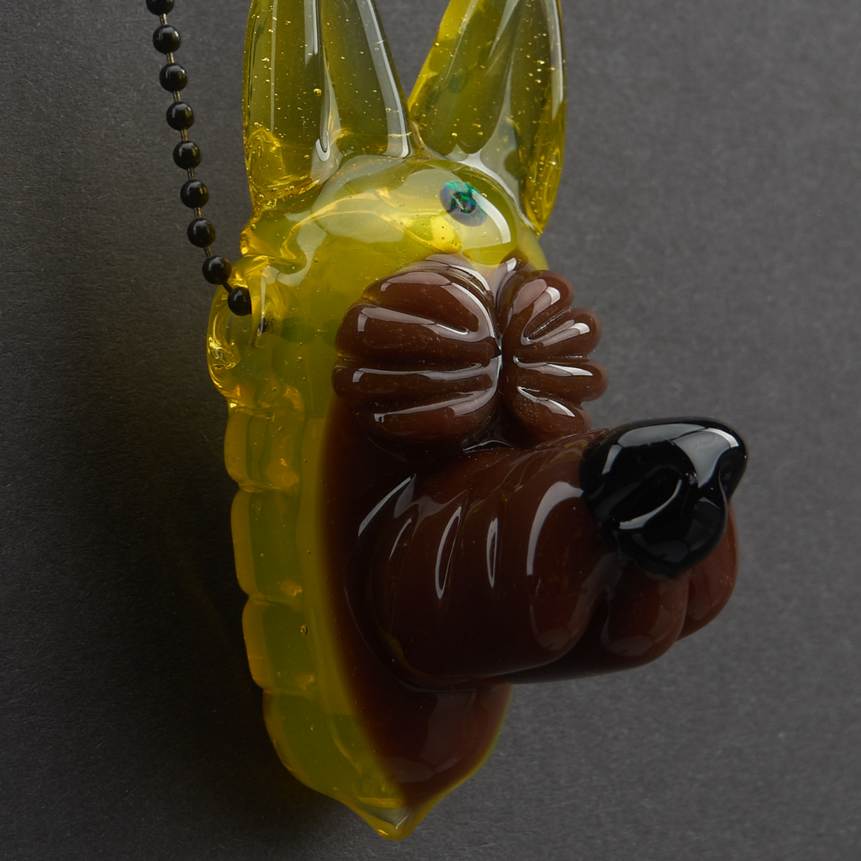 Ryan Kane Wolf Heady Pendant - Brown w/ Yellow