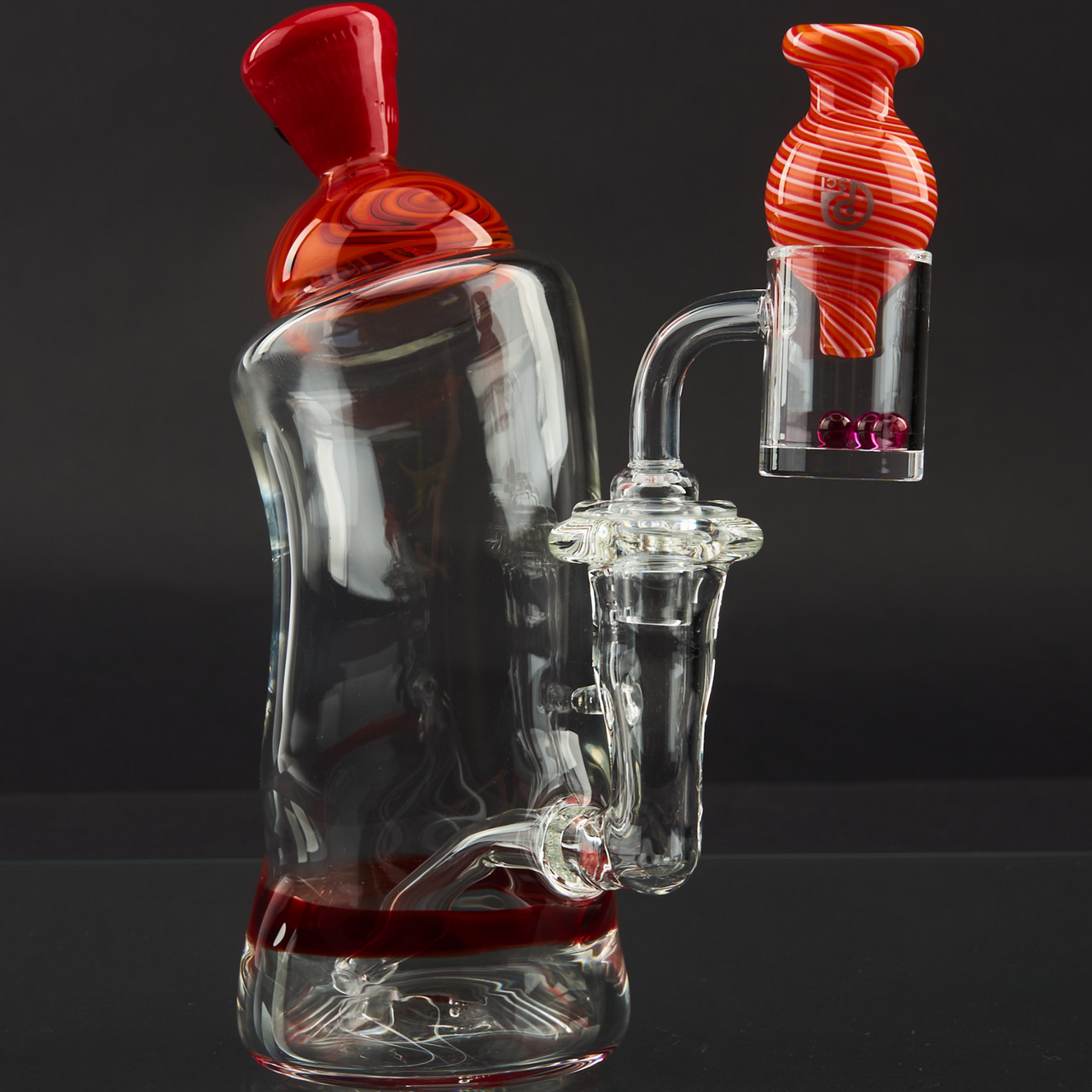 Skoeet Glass Spray Can Heady Dab Rig Clear/Red