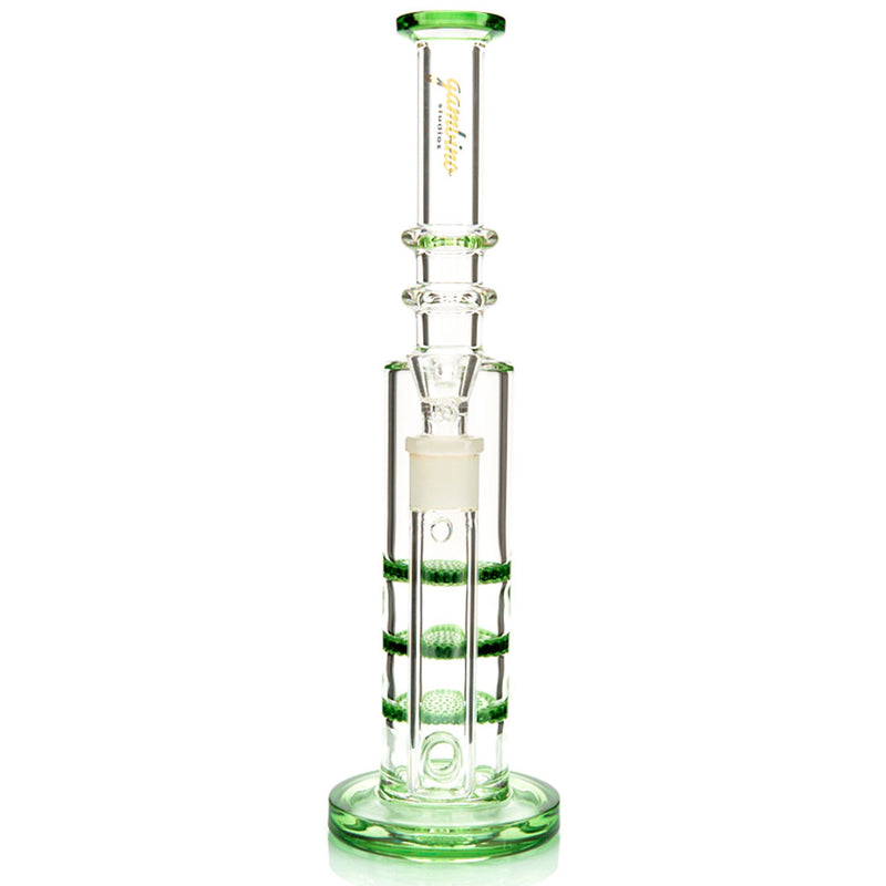 Gambino Studios Triple Honeycomb Water Pipe with colored glass and Dewar's Joint