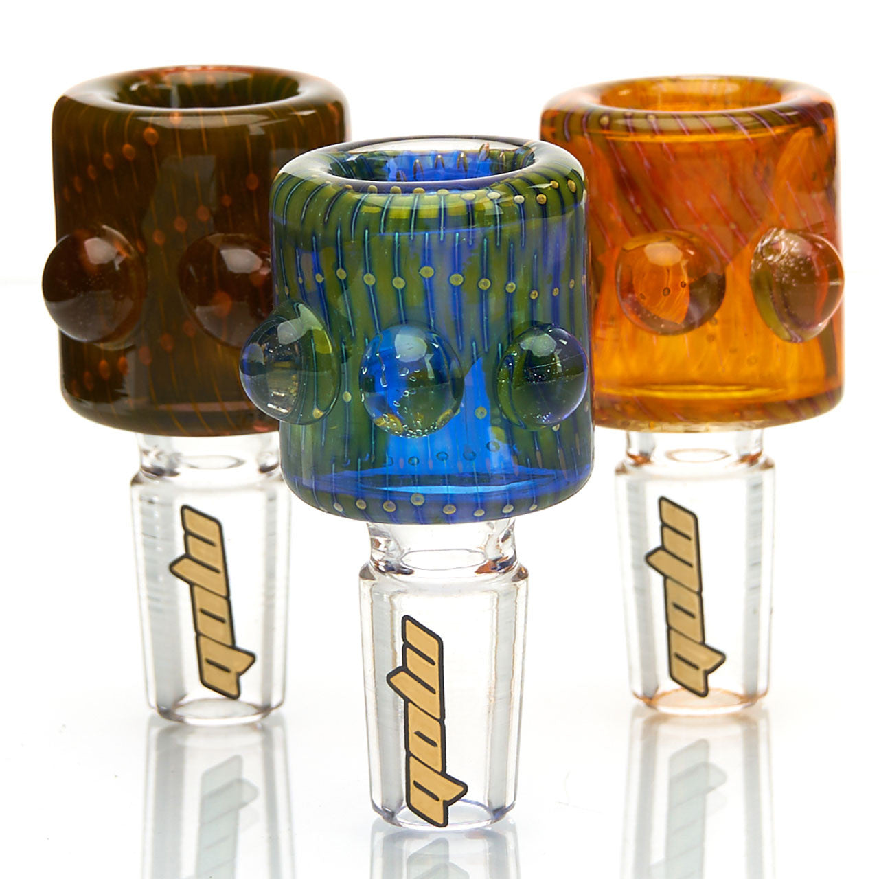 MOB Glass 3 Dot Bubble Stack Glass Bowl For Water Pipe 14mm