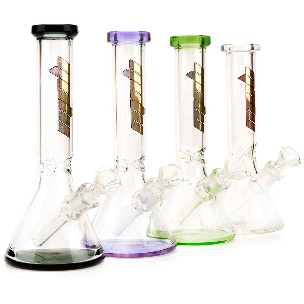 MOB Glass Colored Borosilicate Glass Water Pipe with Fixed Diffused down stem