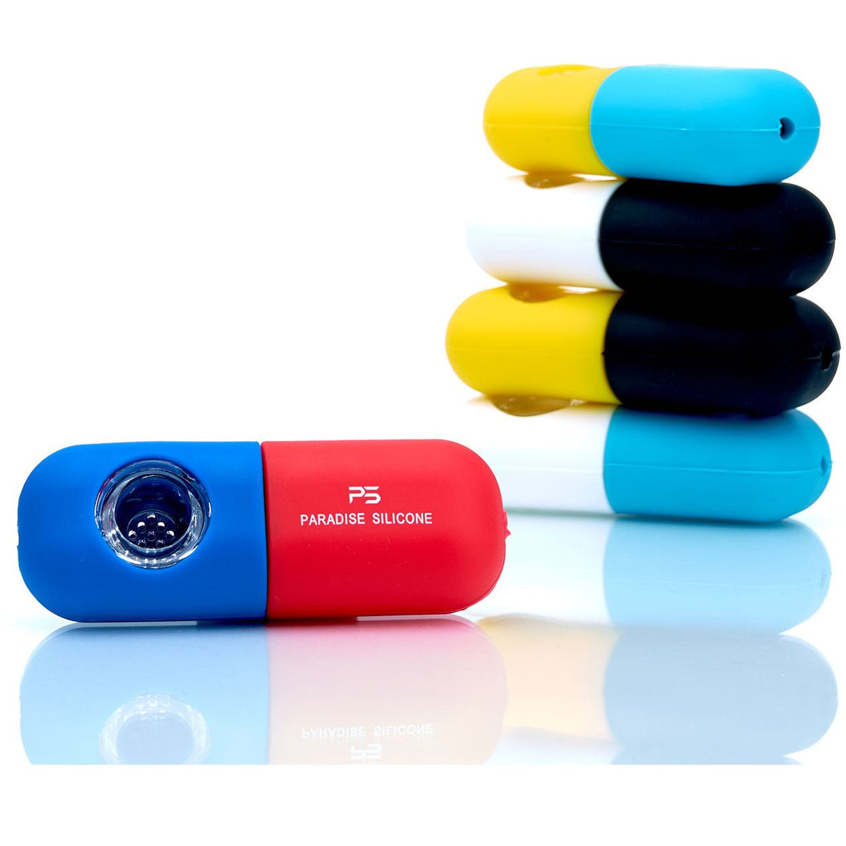 Paradise Silicone Pill Shaped Hand Pipe with Built in Glass Screen Bowl