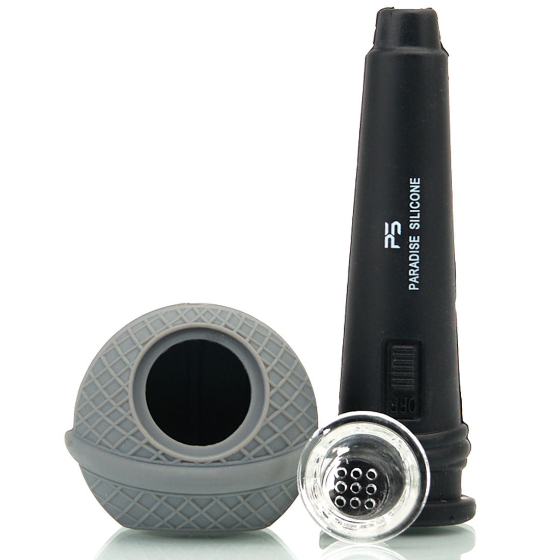 Paradise Silicone The Mic Hand Pipe with Black with built in screen. Available in multi-colors
