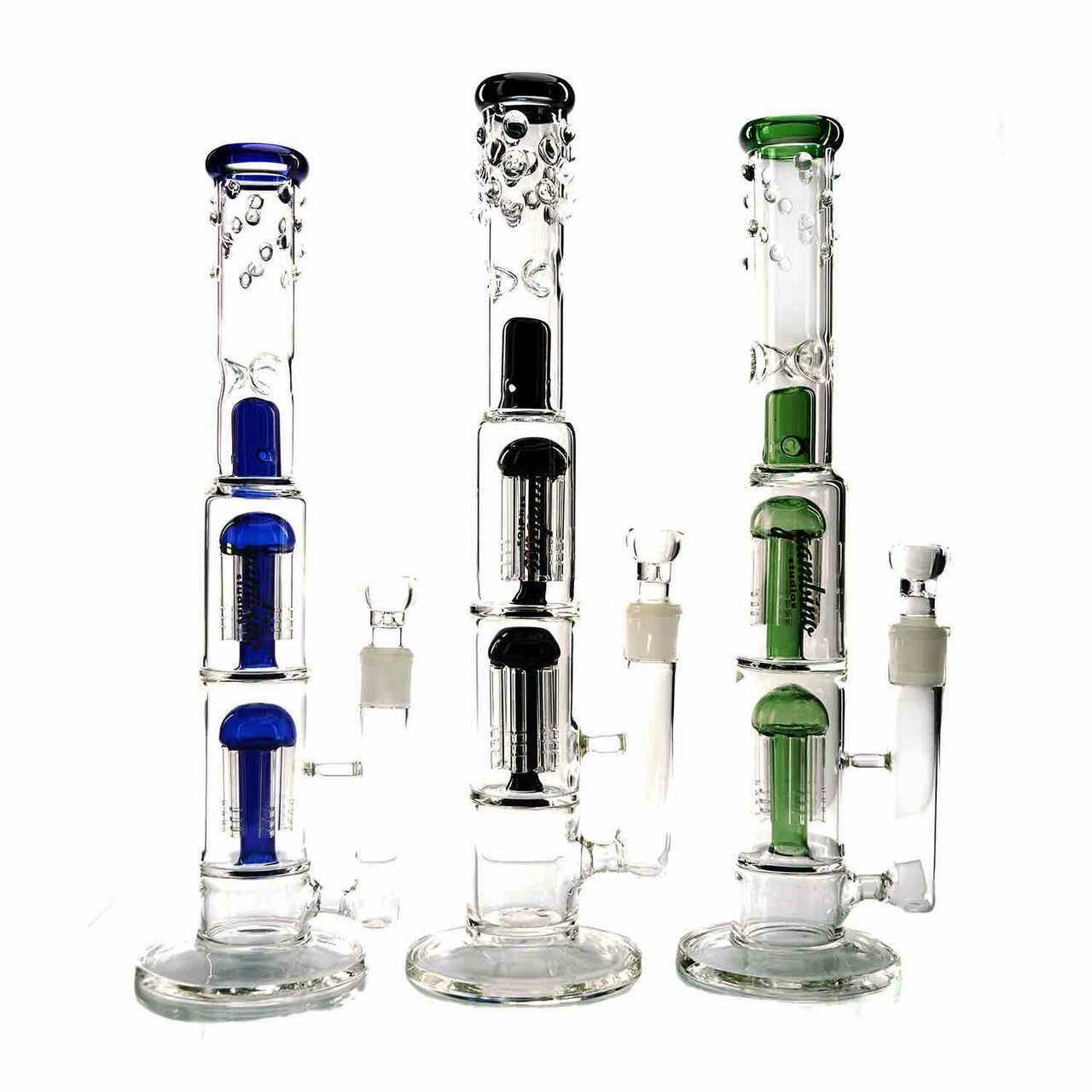 AFM Double Sphere Water Pipe  Double Perc Dry Herb Straight Tube Pipe –  CLOUD 9 SMOKE CO.