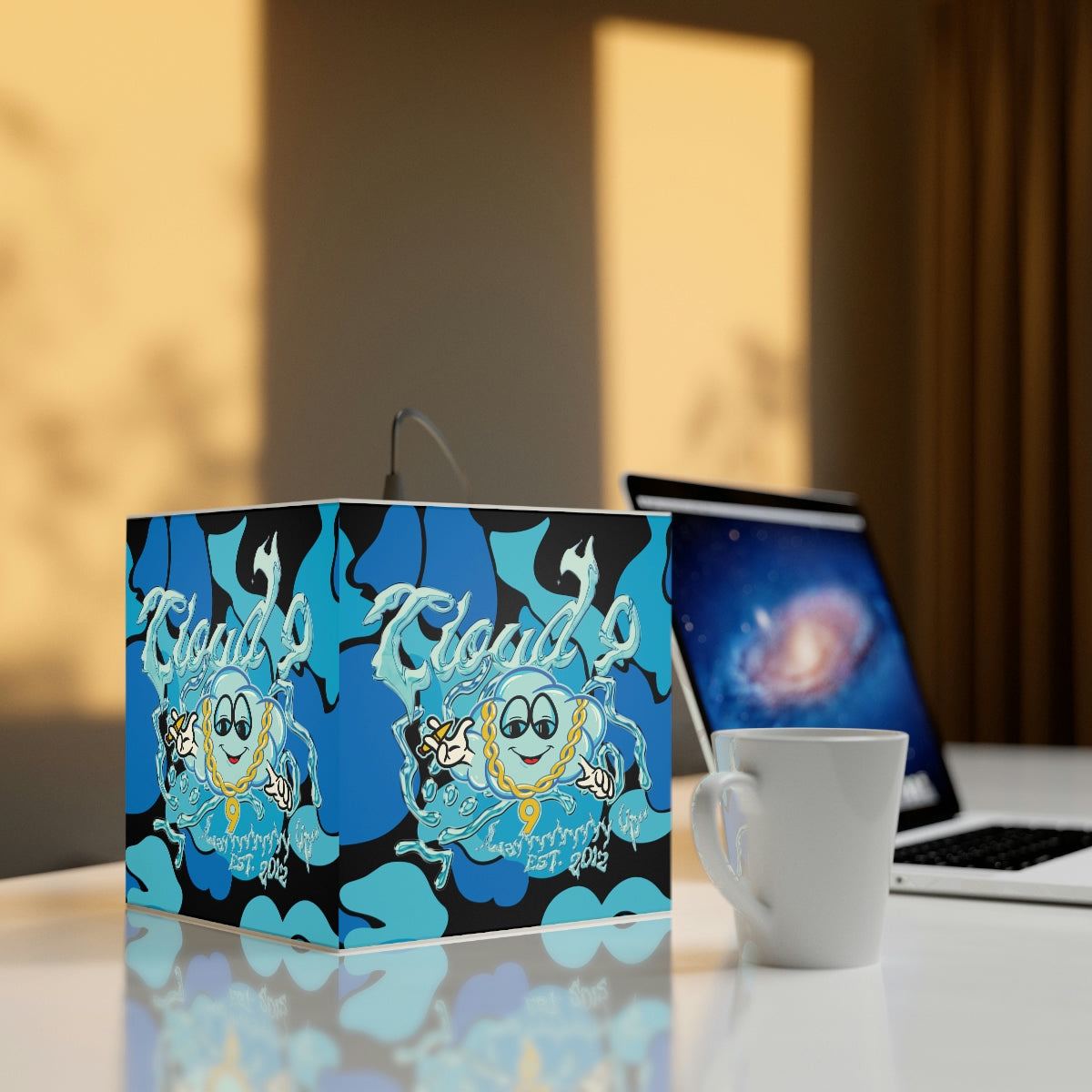 Cloud 9 Liquid Chrome Light Cube Lamp