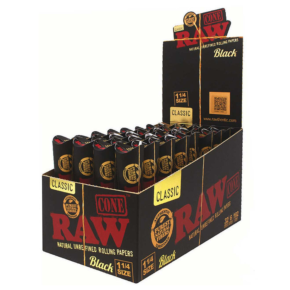 RAW Cones Black 1 1/4" 6pk