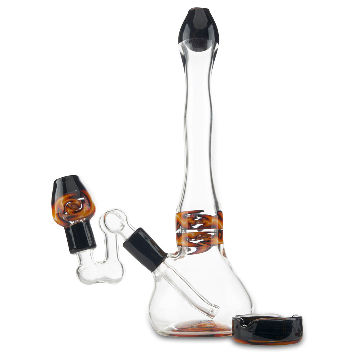 2 dog star mini tube black and orange wig wag colored dab rig
