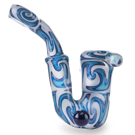 2 Dog Star Blue and White Wig Wag Design Sherlock Smoking Pipe Premium Heady Glass