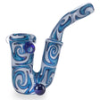 2 Dog Star Blue and White Wig Wag Design Sherlock Smoking Pipe Premium Heady Glass