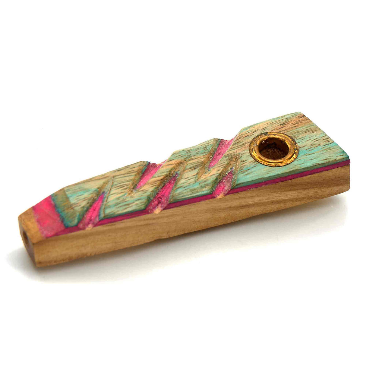 Wooden Hand Pipe Green and Purple