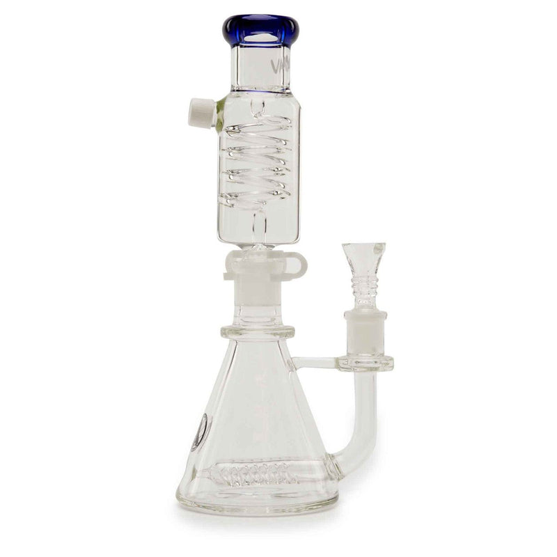 MAV Glass Mini Inline Coil Beaker Blue Side View Right
