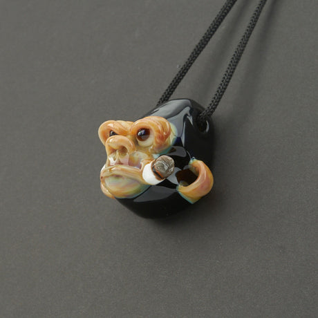 "Smoking Chimp Pendant - Black/Butterscotch" By John Fischbach 5