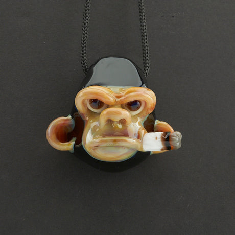 "Smoking Chimp Pendant - Black/Butterscotch" By John Fischbach 3