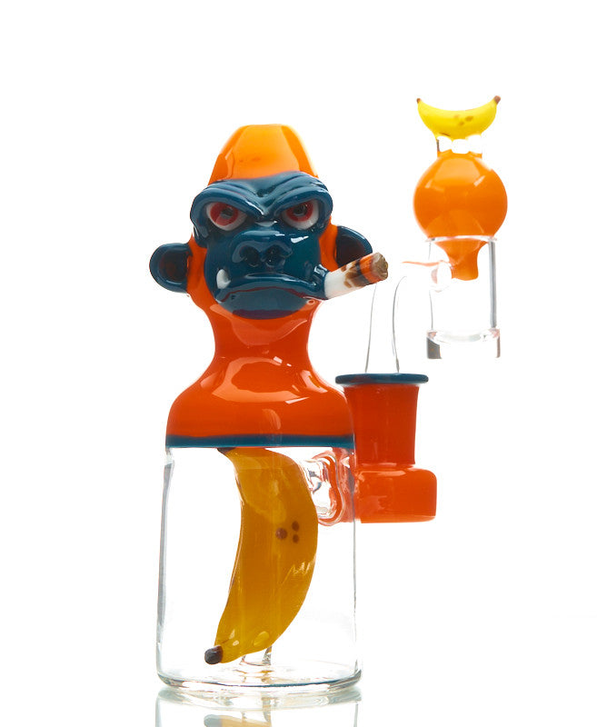 "Smoking Chimp - Orange/Peacock" By John Fischbach 2