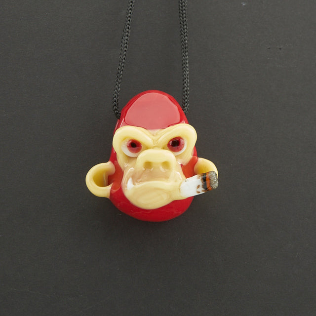 "Smoking Chimp Pendant - Red" By John Fischbach 3