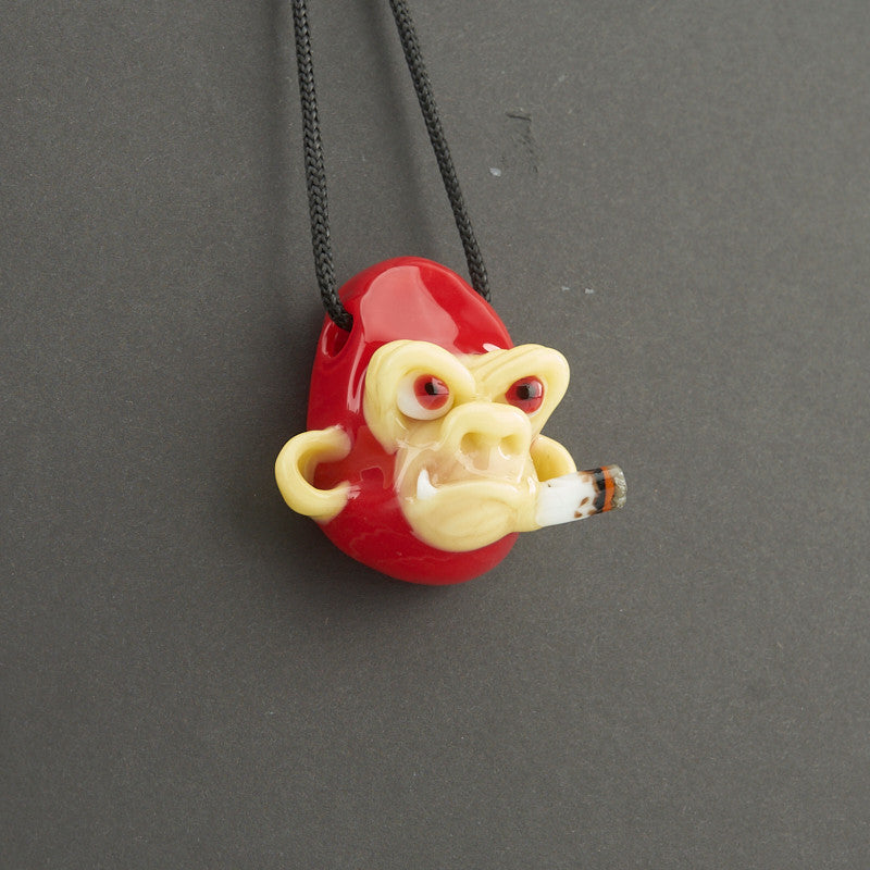 "Smoking Chimp Pendant - Red" By John Fischbach 2