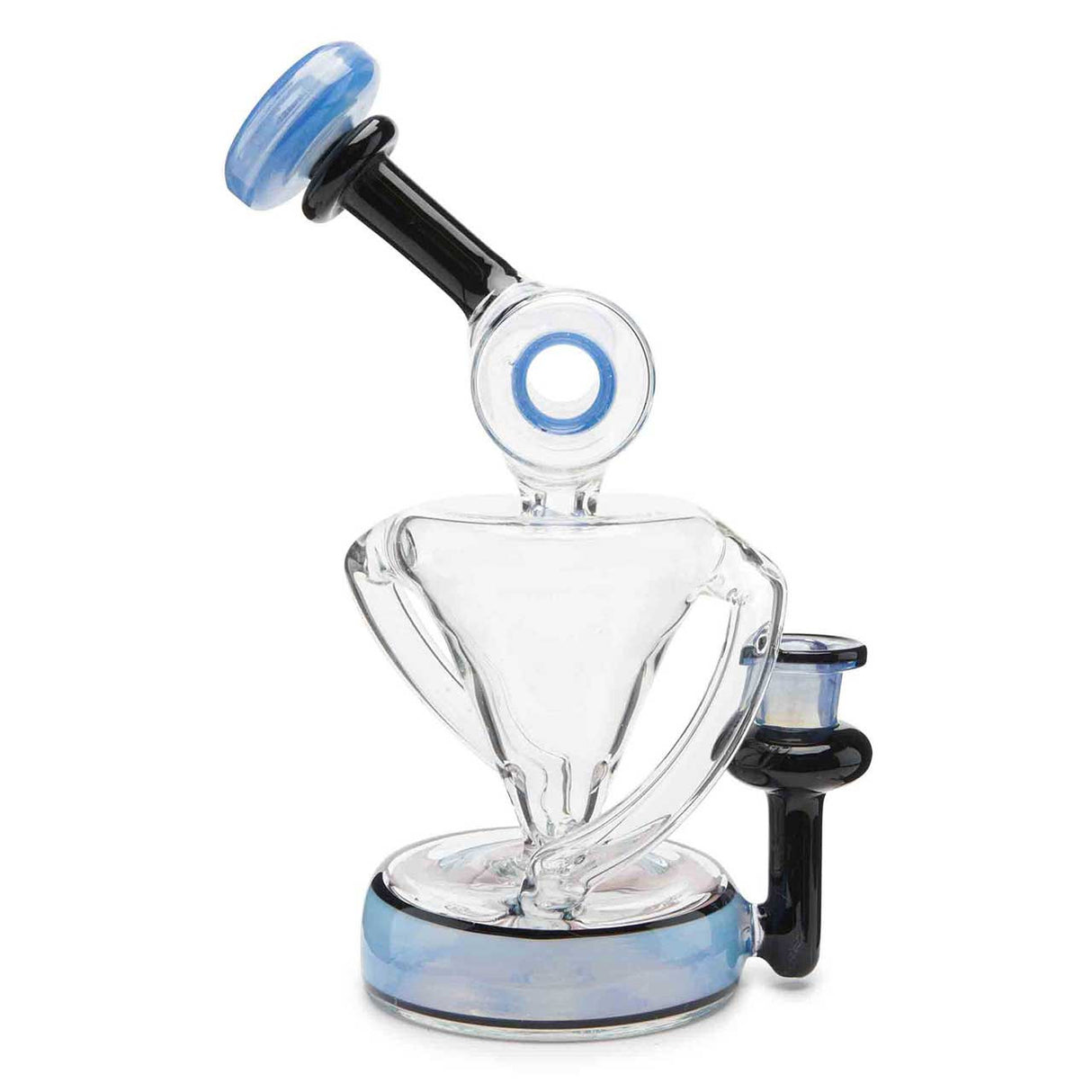 710 Lab Barrel Mouth Recycler Concentrate Dab Rig Soft Blue Borosilicate Glass Water Pipe