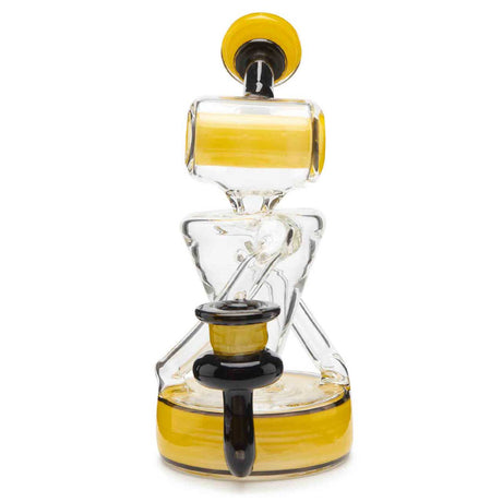 710 Lab Barrel Mouth Recycler Concentrate Dab Rig Bright Yellow Borosilicate Glass Water Pipe