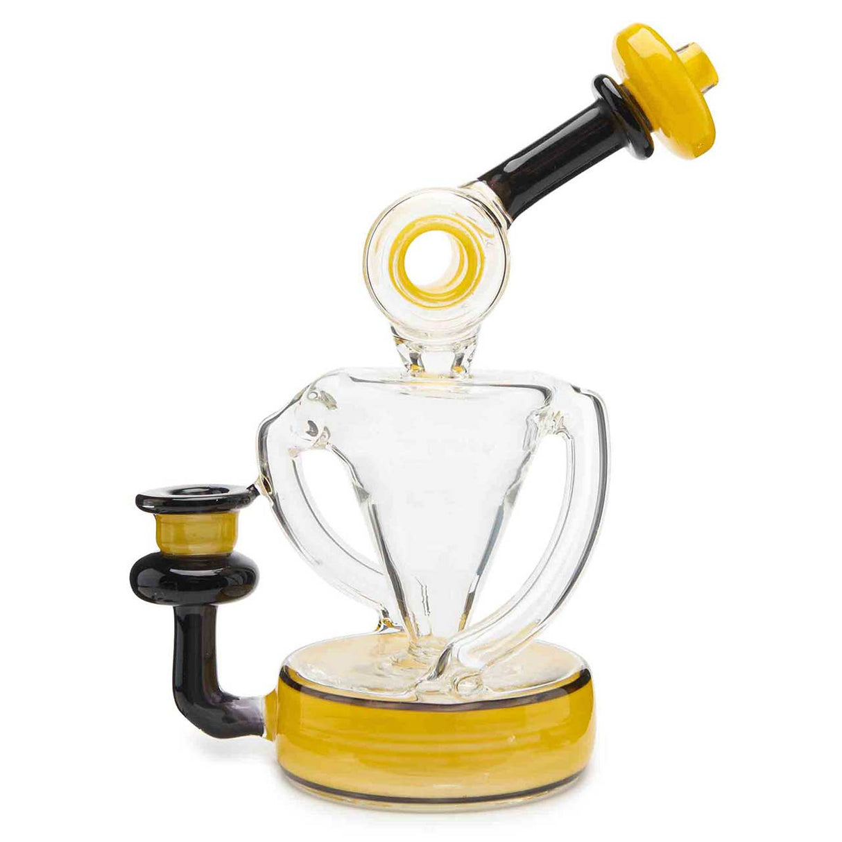 710 Lab Barrel Mouth Recycler Concentrate Dab Rig Bright Yellow Borosilicate Glass Water Pipe