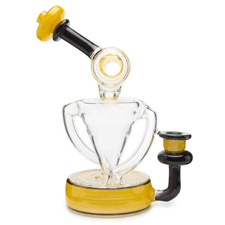 710 Lab Barrel Mouth Recycler Concentrate Dab Rig Bright Yellow Borosilicate Glass Water Pipe