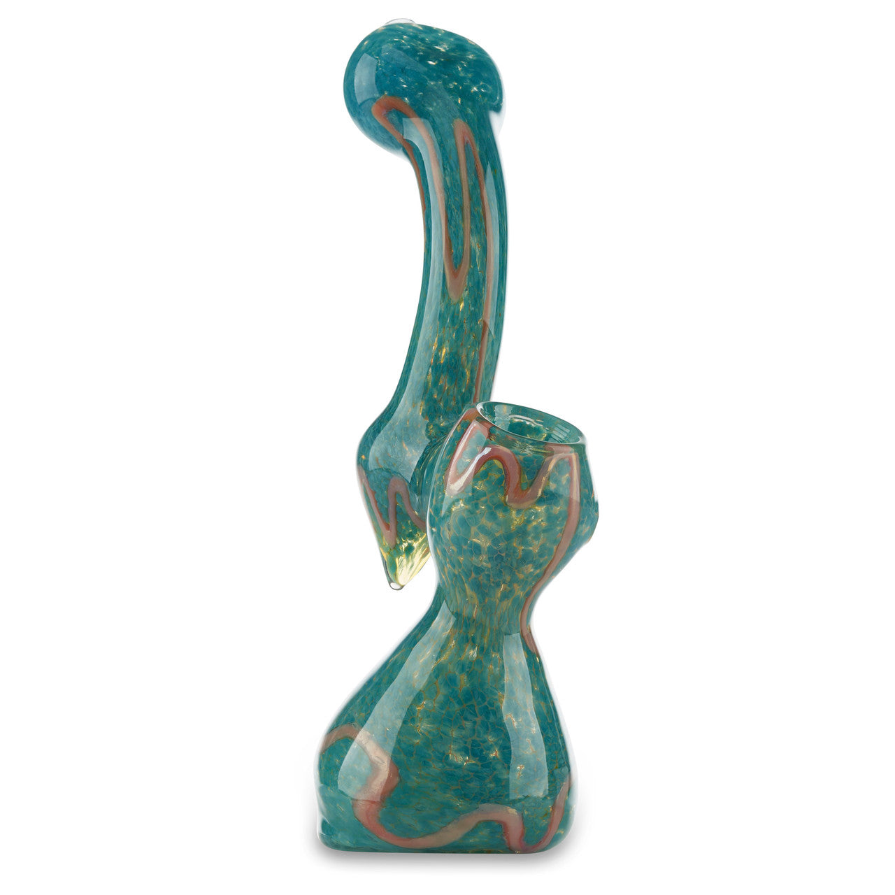 8" turquoise & orange cheap bubbler
