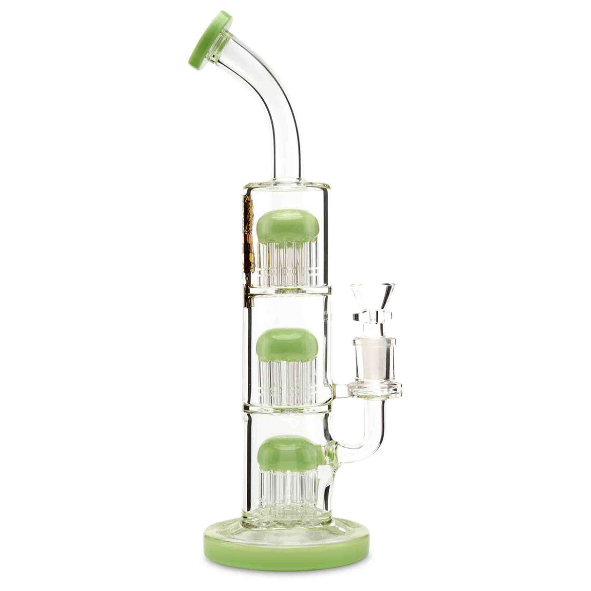 AFM Triple 9 Arm Tree Perc Concentrate Rig with Lime Full-Color Accents on perc, base, lip