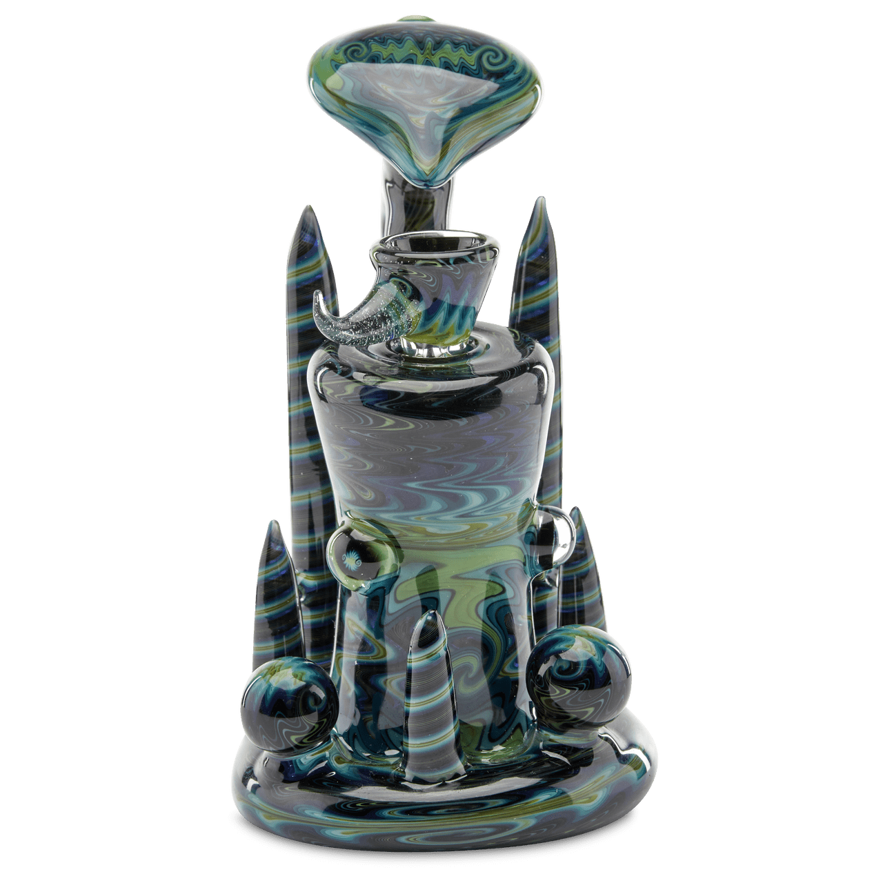 Andy G Bubbler Blue Wig Wag dry herb water pipe