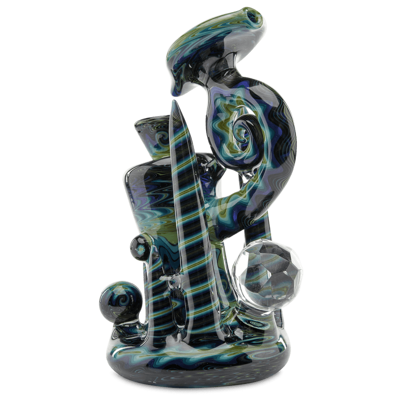 Andy G Bubbler Blue Wig Wag worked marble high end glass pipe