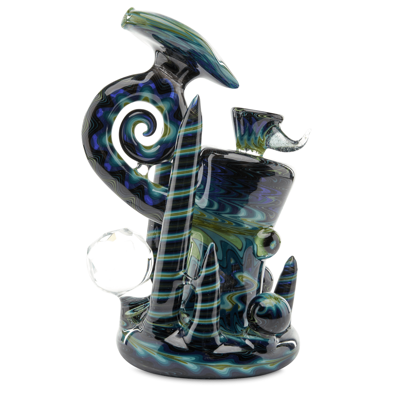 Andy G Bubbler Blue Wig Wag one of a kind heady glass pipe
