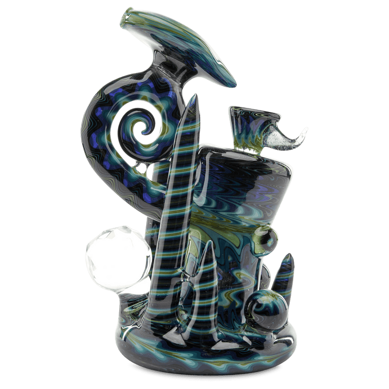 Andy G Bubbler Blue Wig Wag one of a kind heady glass pipe