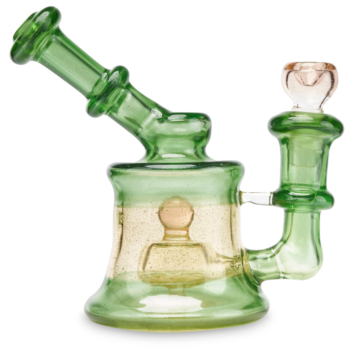 clc glass banger hanger green and yellow rig for smoking herbs and oils