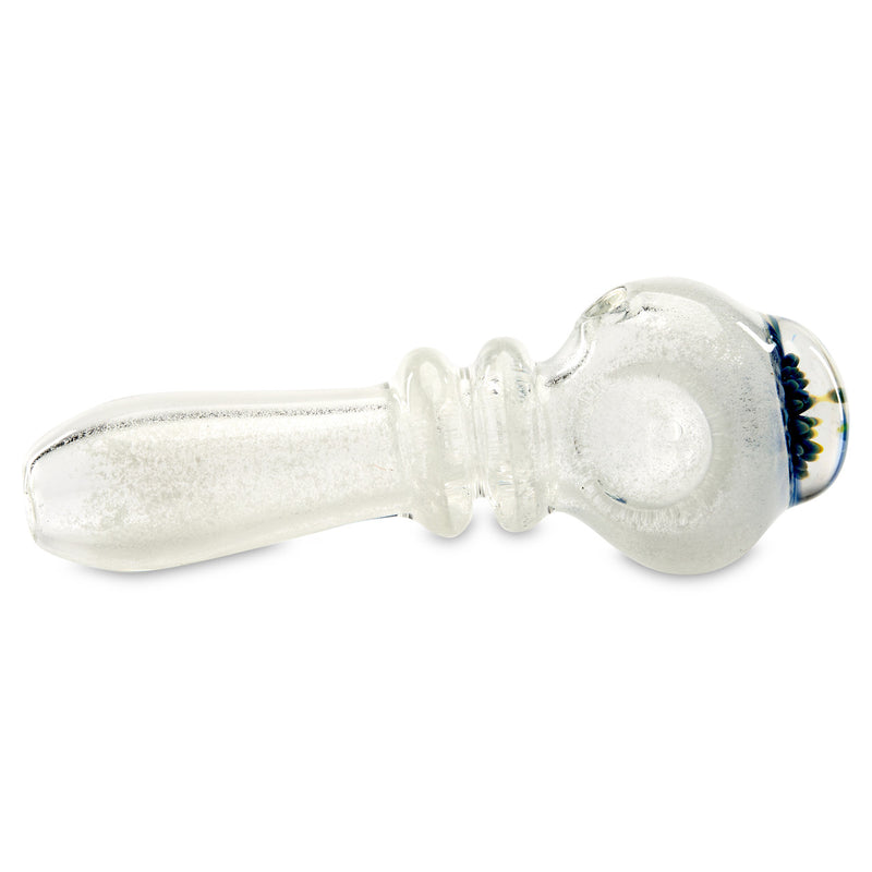 Frosted peacock spoon dry herb hand pipe side view