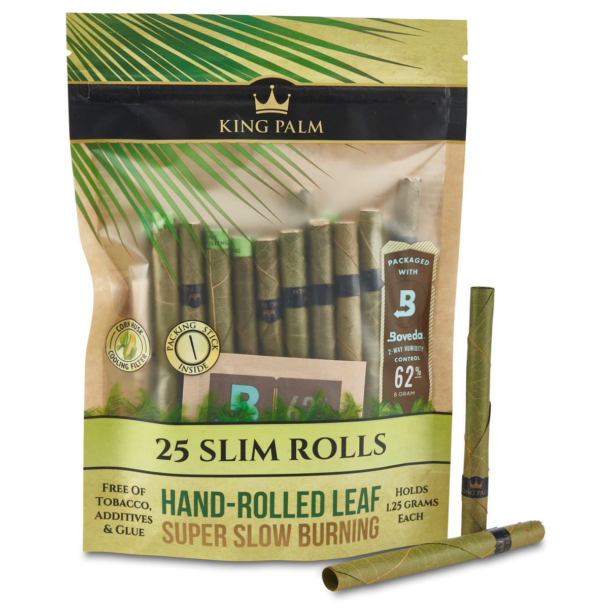 25 pack tobacco free king palm empty blunt paper