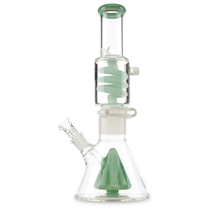MAV Glass Slitted Pyramid Beaker Coil Sea Foam