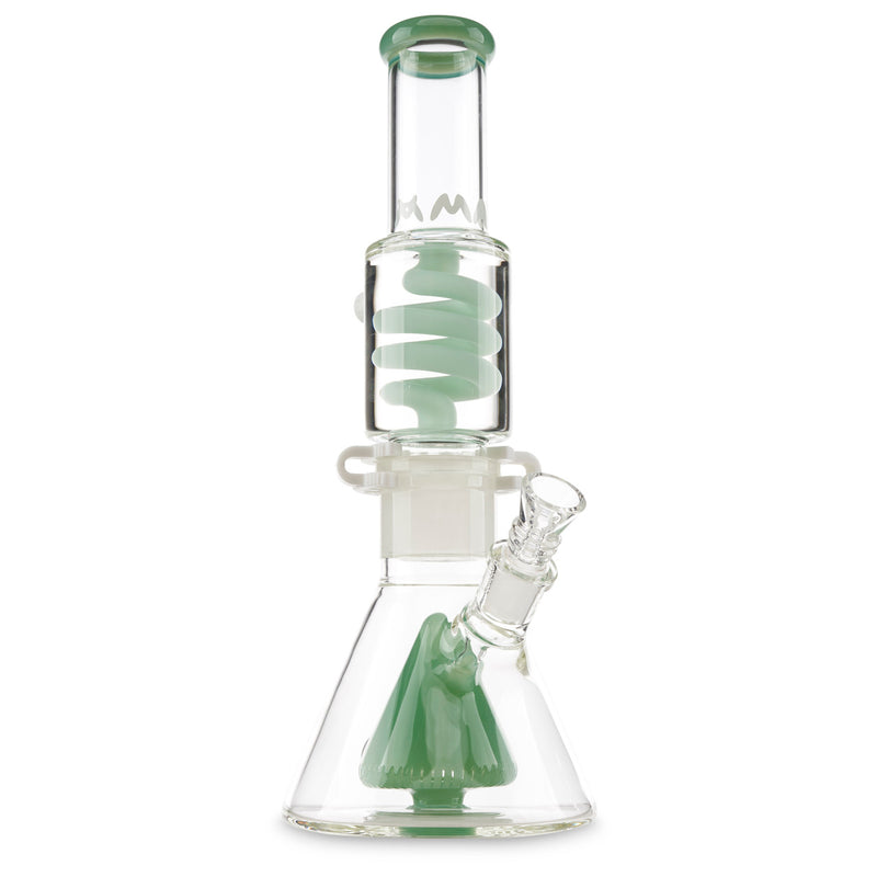 MAV Glass Slitted Pyramid Beaker Coil Sea Foam