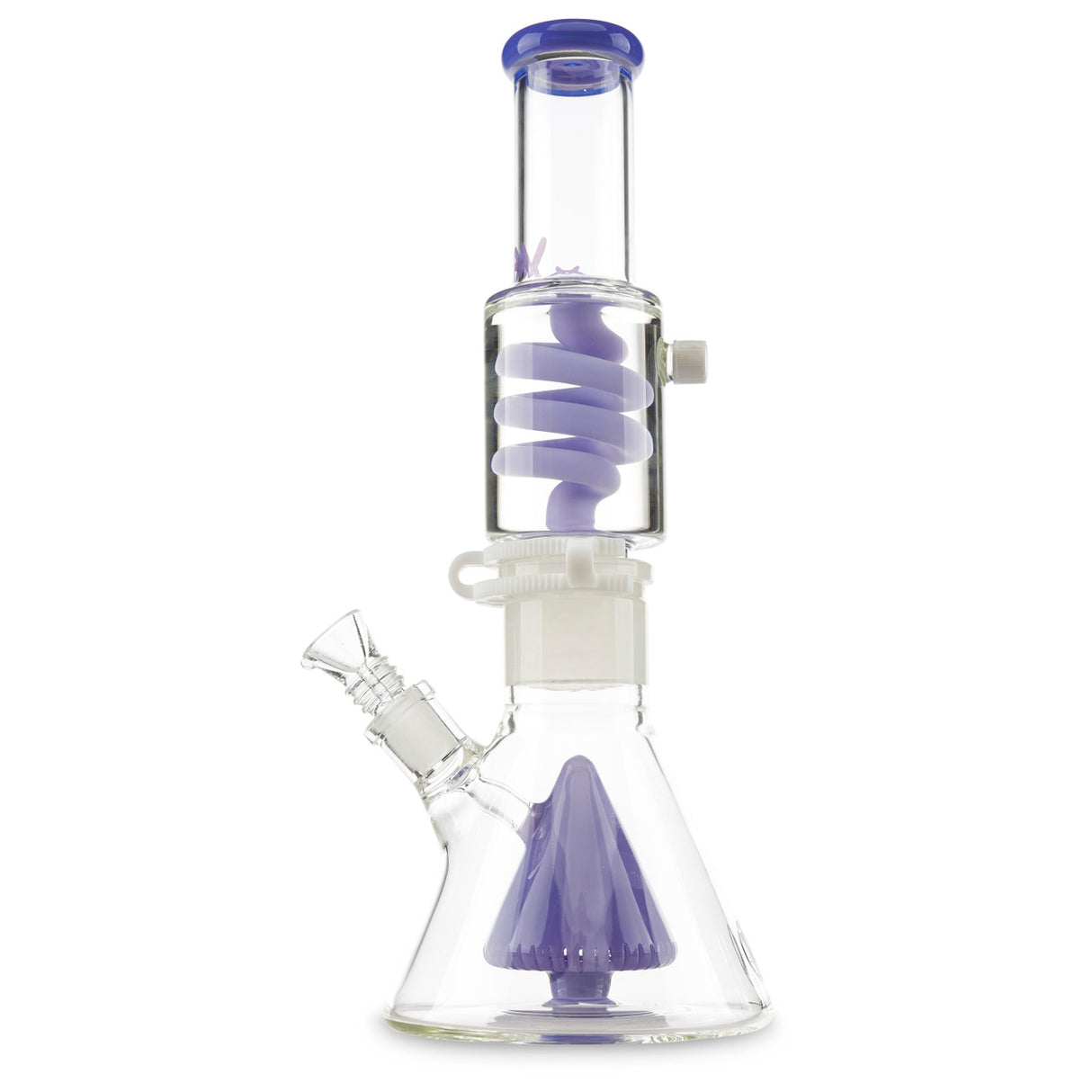 MAV Glass Slitted Pyramid Beaker Coil Purple