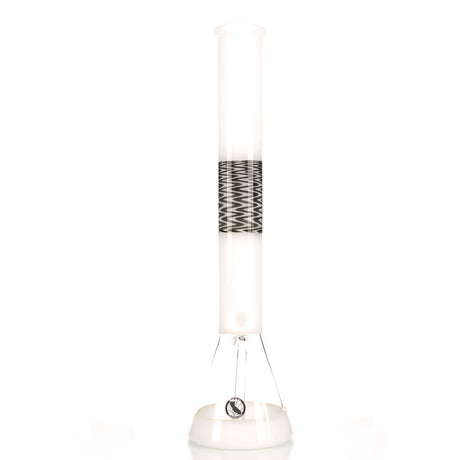 MAV Glass 18" Wig Wag Reversal Beaker Water Pipe with White Class and Black Wig Wag Design
