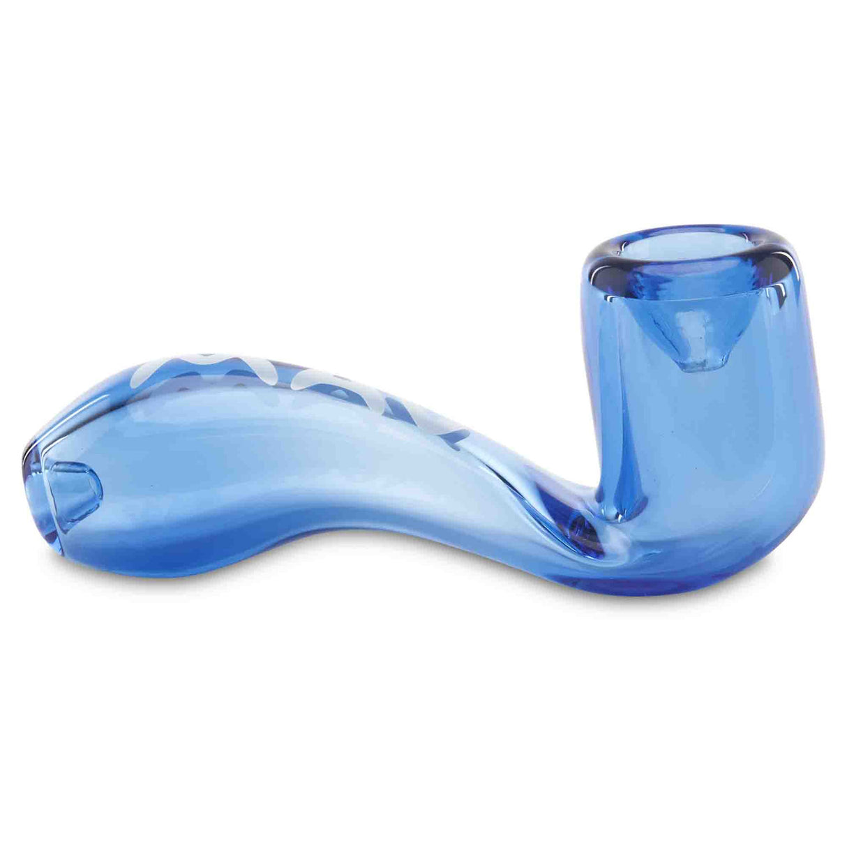 MAV Glass Sherlock Mini glass dry herb hand pipe side view ink blue