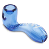 MAV Glass Sherlock Mini glass dry herb hand pipe angled view ink blue