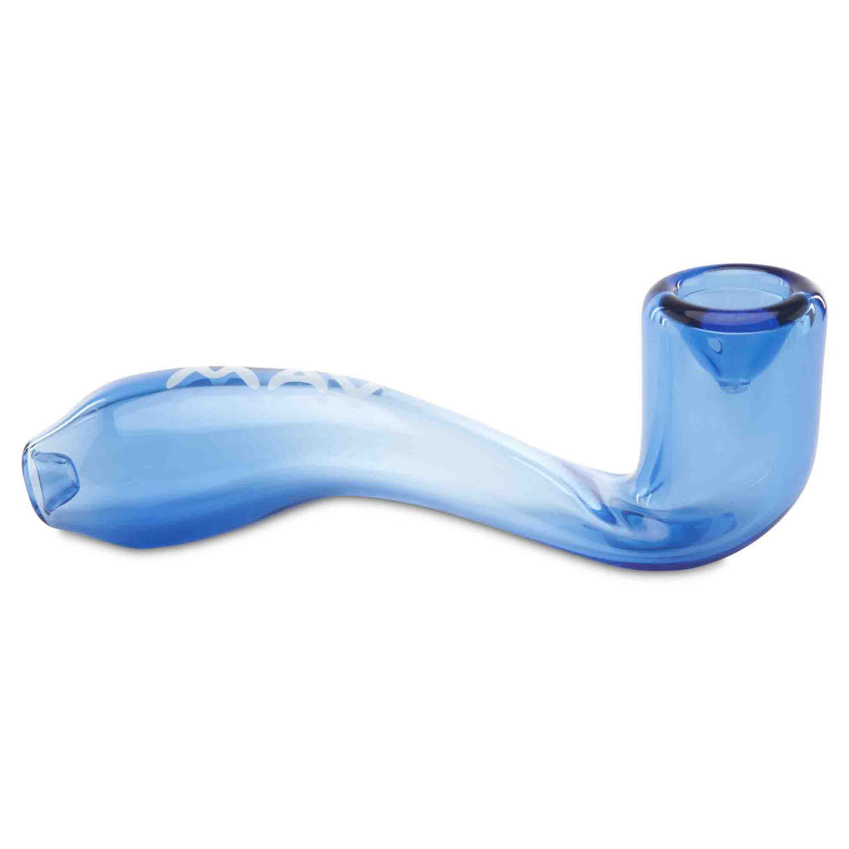 MAV Glass sherlock dry herb hand pipe side view blue