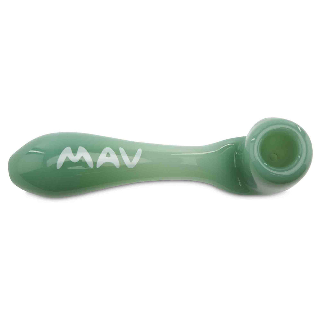 MAV Glass sherlock dry herb hand pipe top view white