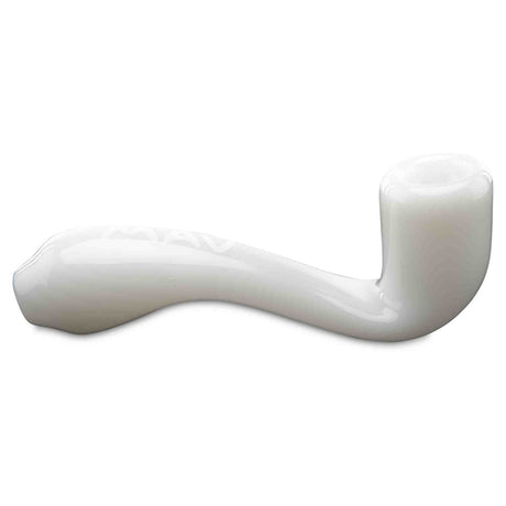MAV Glass sherlock dry herb hand pipe side view white