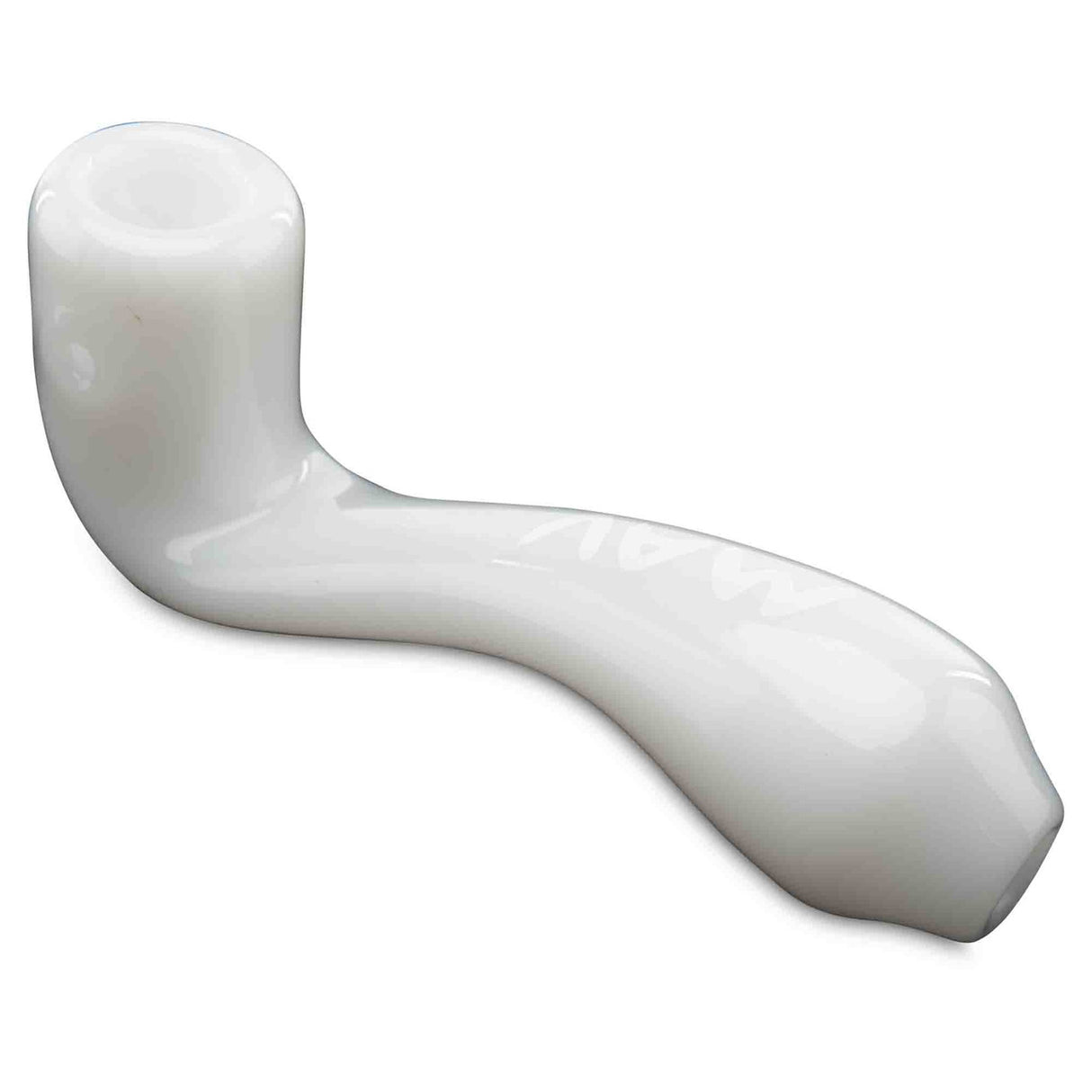 MAV Glass sherlock dry herb hand pipe angled view white
