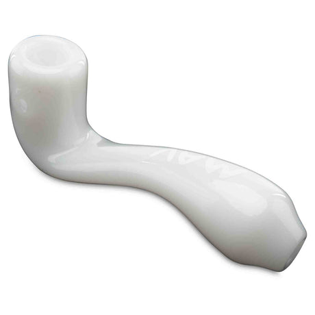 MAV Glass sherlock dry herb hand pipe angled view white